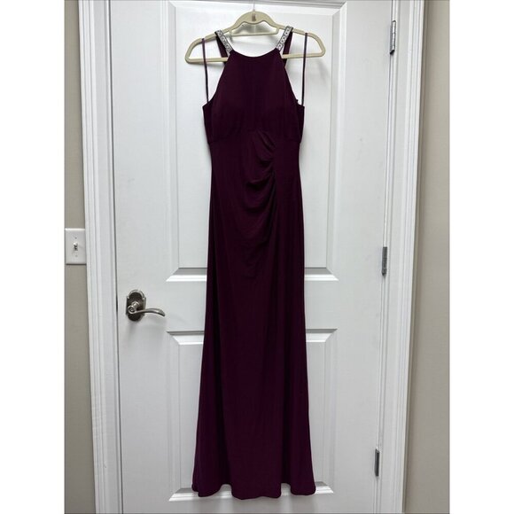Betsy & Adam Womens Size 6 Halter Neck Rhinestone Straps Cocktail Gown Dress New - Picture 5 of 11